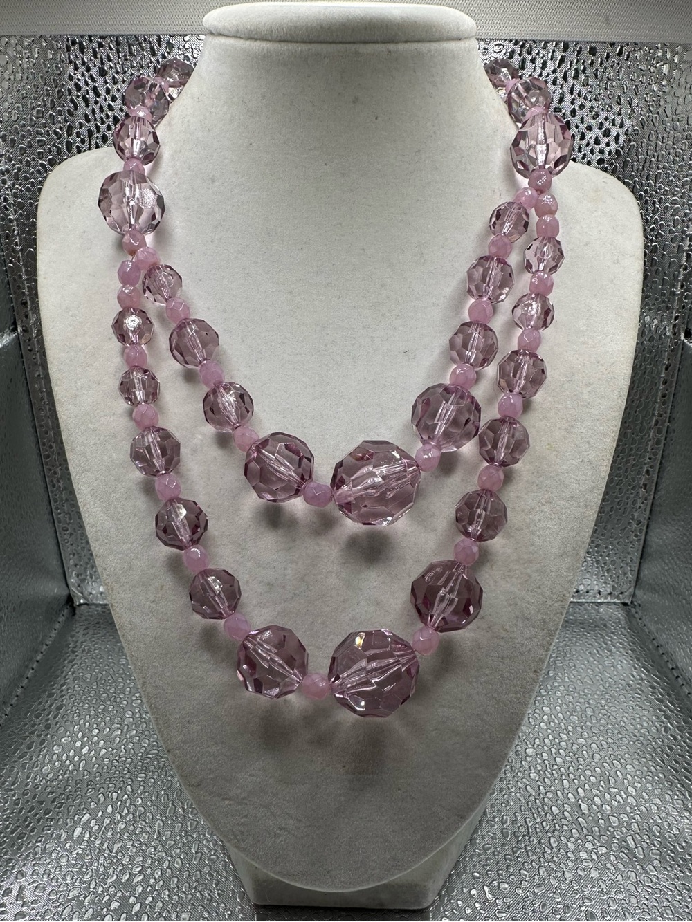 Lydell NYC Lavender Pink Faceted Double Strand Statement Necklace